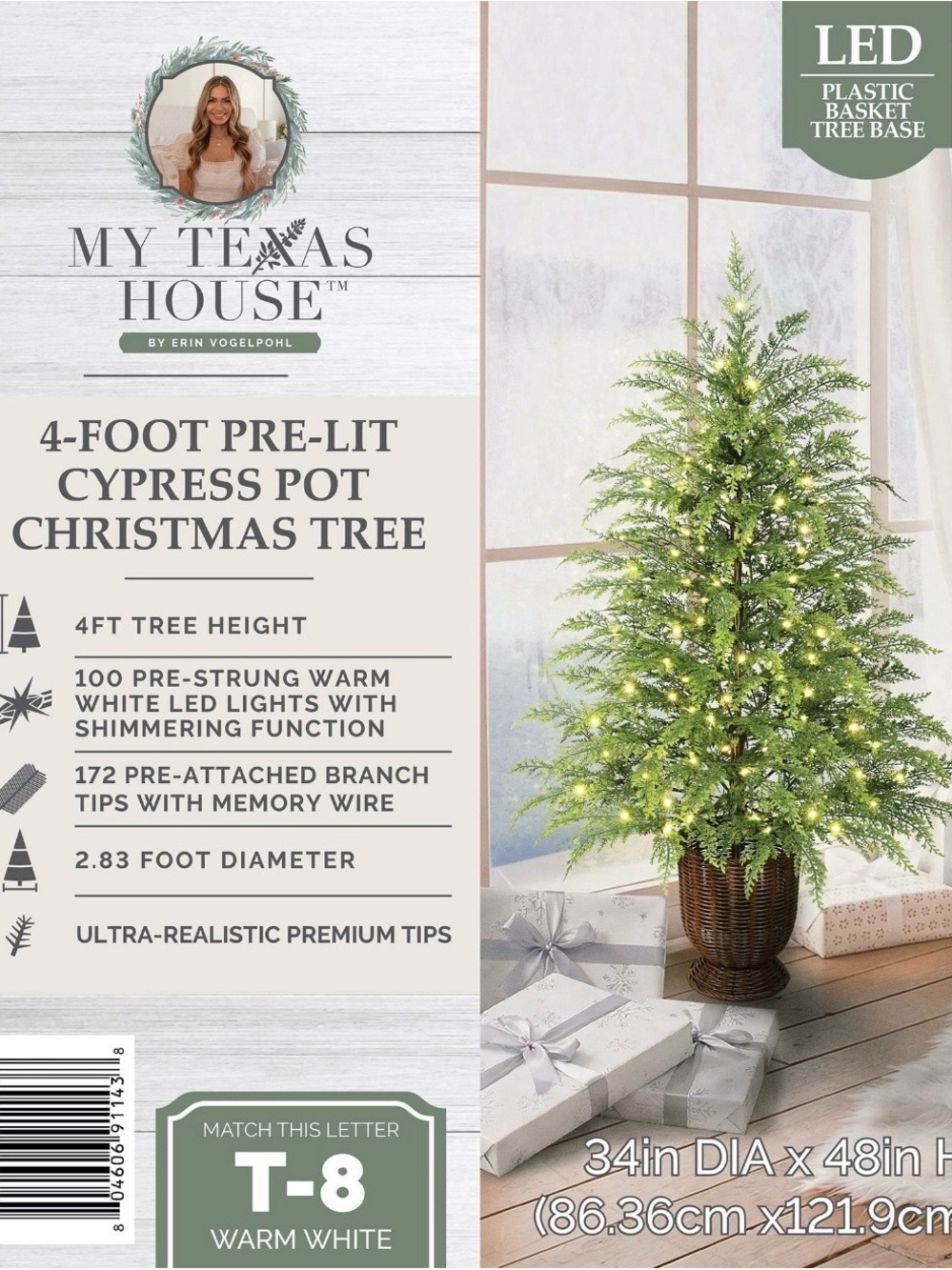 4-Foot Pre-Lit Cypress Pot Christmas Tree - Warm White - Christmas 2026!